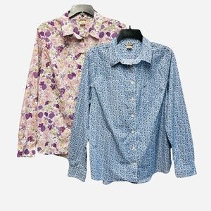 Duluth Trading Floral Button Down Shirts Lot 2 Womens Large Cotton